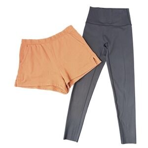 Aerie Bundle Tan French Terry Shorts & Offline by Aerie 7/8 Legging Gray (SML)